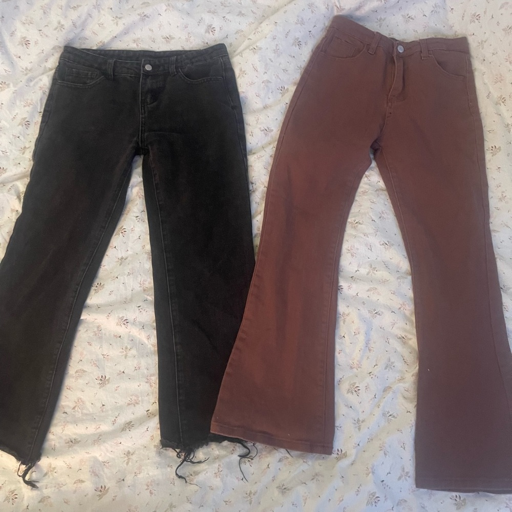 black and brown SHEIN kids flared jeans